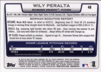 2012 Bowman Draft Picks & Prospects - Chrome #48 Wily Peralta Back