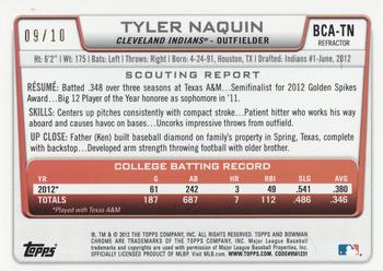 2012 Bowman Draft Picks & Prospects - Chrome Draft Pick Autographs Purple Refractors #BCA-TN Tyler Naquin Back
