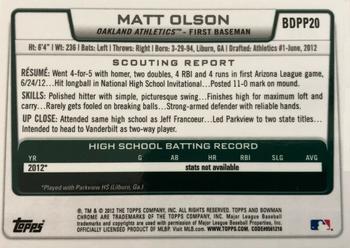 2012 Bowman Draft Picks & Prospects - Chrome Draft Picks #BDPP20 Matt Olson Back