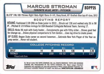 2012 Bowman Draft Picks & Prospects - Chrome Draft Picks #BDPP35 Marcus Stroman Back
