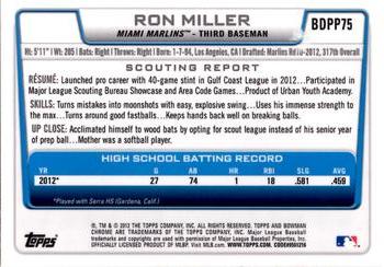 2012 Bowman Draft Picks & Prospects - Chrome Draft Picks #BDPP75 Ron Miller Back