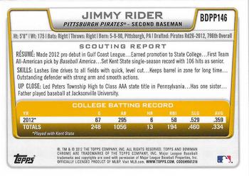 2012 Bowman Draft Picks & Prospects - Chrome Draft Picks #BDPP146 Jimmy Rider Back