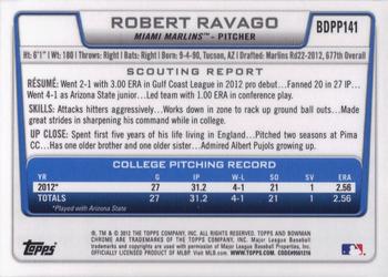 2012 Bowman Draft Picks & Prospects - Chrome Draft Picks #BDPP141 Robert Ravago Back