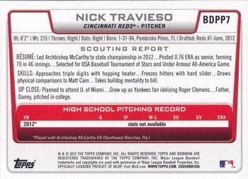 2012 Bowman Draft Picks & Prospects - Draft Picks #BDPP7 Nick Travieso Back
