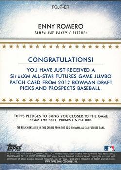 2012 Bowman Draft Picks & Prospects - Futures Game Jumbo Patch #FGJP-ER Enny Romero Back