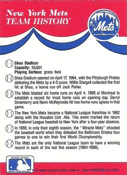 1989 Fleer - Team Stickers #NNO NL: Los Angeles Dodgers / Montreal Expos / New York Mets / Philadelphia Phillies Back
