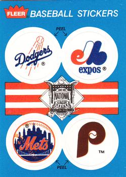 1989 Fleer - Team Stickers #NNO NL: Los Angeles Dodgers / Montreal Expos / New York Mets / Philadelphia Phillies Front