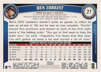 2011 Topps - Diamond Anniversary Limited Edition #27 Ben Zobrist Back