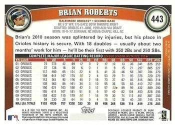 2011 Topps - Diamond Anniversary Limited Edition #443 Brian Roberts Back