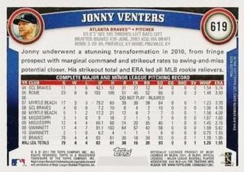 2011 Topps - Diamond Anniversary Limited Edition #619 Jonny Venters Back