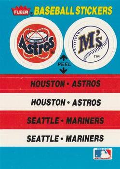 1987 Fleer - Team Stickers #NNO Houston Astros / Seattle Mariners Front