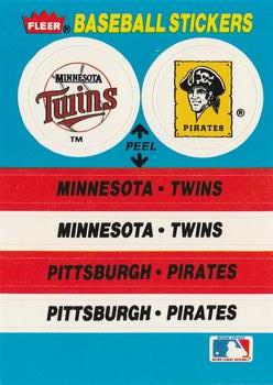 1987 Fleer - Team Stickers #NNO Minnesota Twins / Pittsburgh Pirates Front