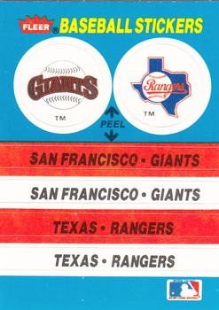 1987 Fleer - Team Stickers #NNO San Francisco Giants / Texas Rangers Front