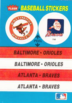 1987 Fleer - Team Stickers #NNO Baltimore Orioles / Atlanta Braves Front