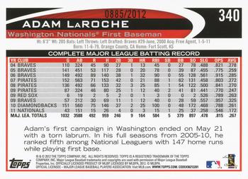 2012 Topps - Gold #340 Adam LaRoche Back