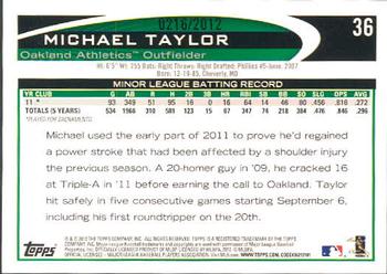 2012 Topps - Gold #36 Michael Taylor Back