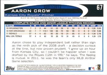 2012 Topps - Gold #67 Aaron Crow Back