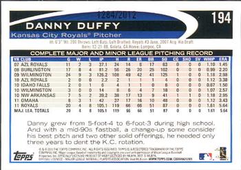2012 Topps - Gold #194 Danny Duffy Back