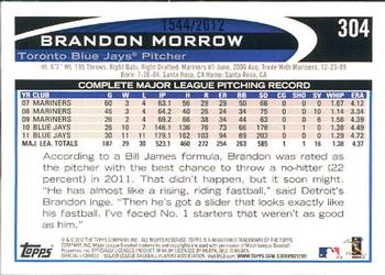 2012 Topps - Gold #304 Brandon Morrow Back
