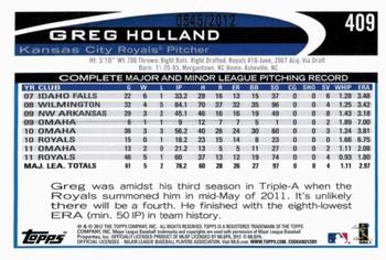 2012 Topps - Gold #409 Greg Holland Back