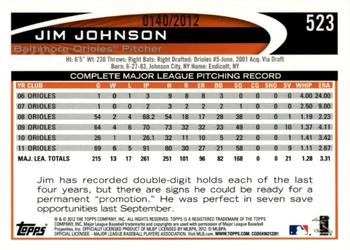 2012 Topps - Gold #523 Jim Johnson Back