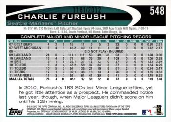 2012 Topps - Gold #548 Charlie Furbush Back