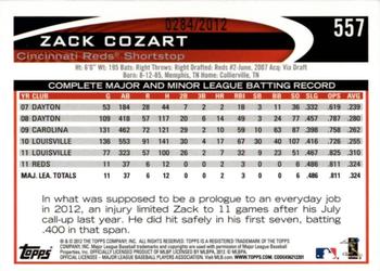 2012 Topps - Gold #557 Zack Cozart Back