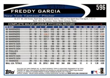 2012 Topps - Gold #596 Freddy Garcia Back