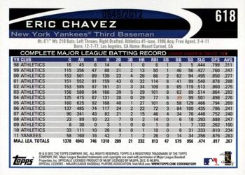 2012 Topps - Gold #618 Eric Chavez Back