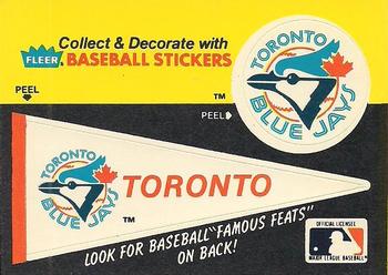 1986 Fleer - Team Stickers #NNO Toronto Blue Jays Pennant Front