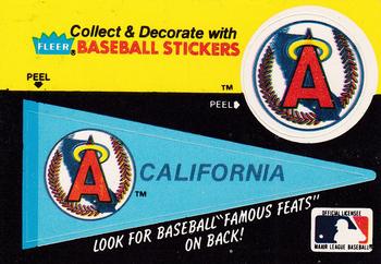 1986 Fleer - Team Stickers #NNO California Angels Pennant Front