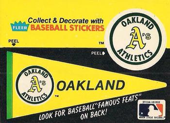 1986 Fleer - Team Stickers #NNO Oakland Athletics Pennant Front