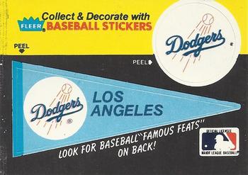 1986 Fleer - Team Stickers #NNO Los Angeles Dodgers Pennant Front