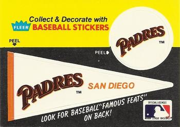 1986 Fleer - Team Stickers #NNO San Diego Padres Pennant Front