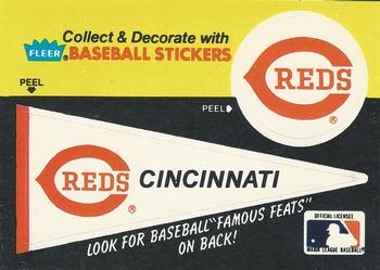 1986 Fleer - Team Stickers #NNO Cincinnati Reds Pennant Front