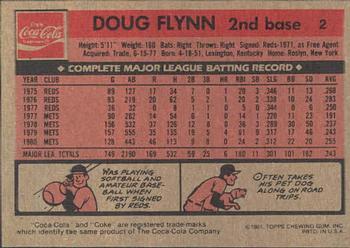 1981 Topps Coca-Cola New York Mets #2 Doug Flynn  Back