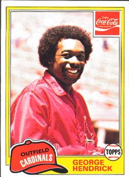 1981 Topps Coca-Cola St. Louis Cardinals #2 George Hendrick  Front