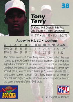1994 Signature Rookies Draft Picks - Signatures #38 Tony Terry Back