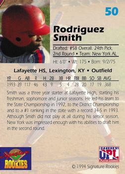 1994 Signature Rookies Draft Picks - Signatures #50 Rodriguez Smith Back