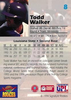 1994 Signature Rookies Draft Picks - Signatures #8 Todd Walker Back
