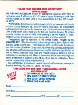 1985 Fleer - Team Stickers Small Print #NNO Atlanta Braves Jersey Back
