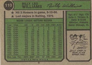 1974 Topps #110 Billy Williams Back