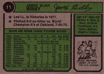 1974 Topps #11 Jim Bibby Back