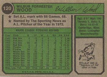 1974 Topps #120 Wilbur Wood Back