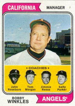 1974 Topps #276 Angels Field Leaders (Bobby Winkles / John Roseboro / Salty Parker / Tom Morgan / Jimmie Reese) Front