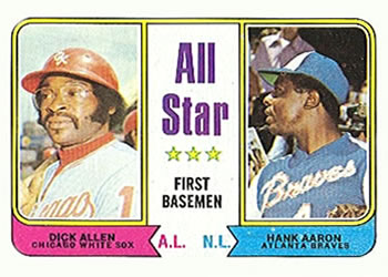 1974 Topps #332 All-Star First Basemen (Dick Allen / Hank Aaron) Front