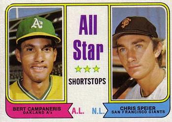 1974 Topps #335 All-Star Shortstops (Bert Campaneris / Chris Speier) Front