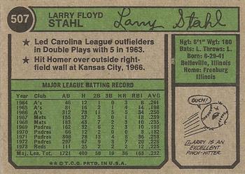 1974 Topps #507 Larry Stahl Back