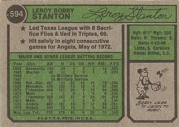 1974 Topps #594 Leroy Stanton Back