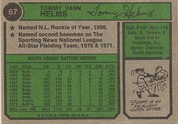 1974 Topps #67 Tommy Helms Back